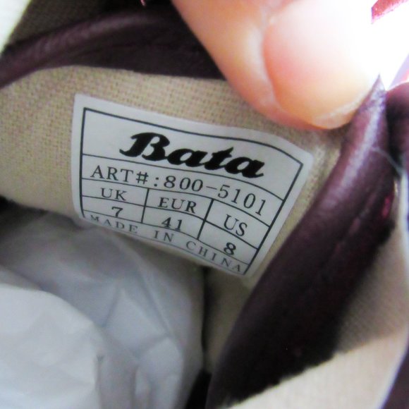 BATA BULLETS Hi Top Wool Leather Sneakers in Maroon Red Size Mens 8, Womens 9 - Picture 7 of 16